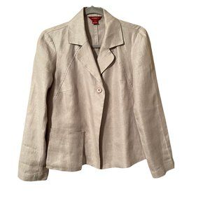 Sundance 100% Linen Jacket Beige One Button One Front Pocket Size S